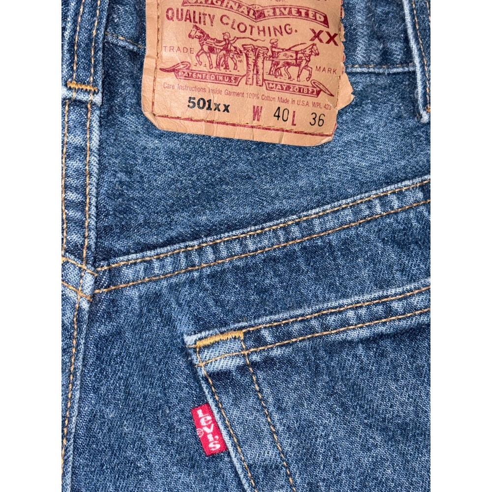 Vintage 1994 Levis 501xx Men's 38x32 Blue Denim Straight Leg Button Fly USA 90s - Picture 3 of 7